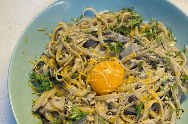 Vegetarian Mushroom Carbonara Pasta Recipe